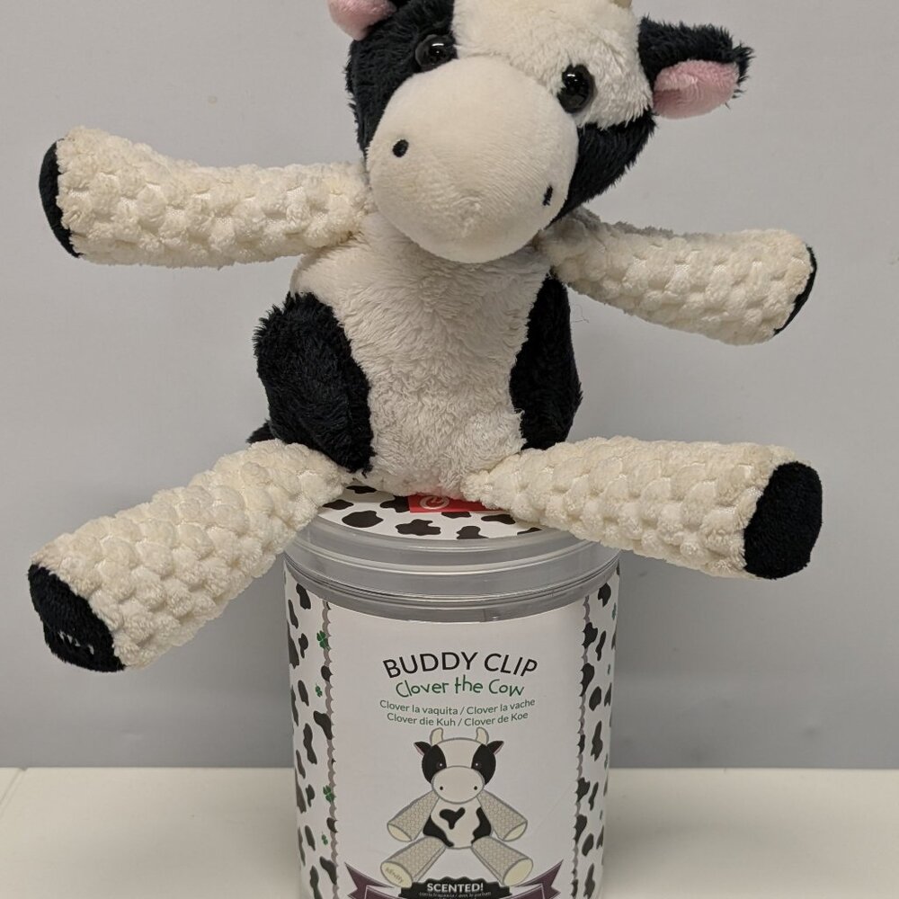 SOLD! Scentsy Clover the Cow Buddy Clip - Black Raspberry Vanilla Scented Plush